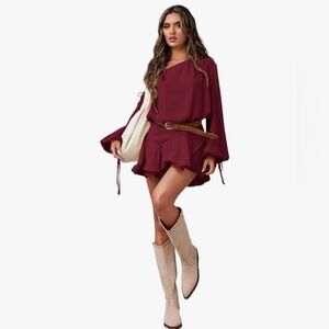 Elegant Burgundy Women's Dress